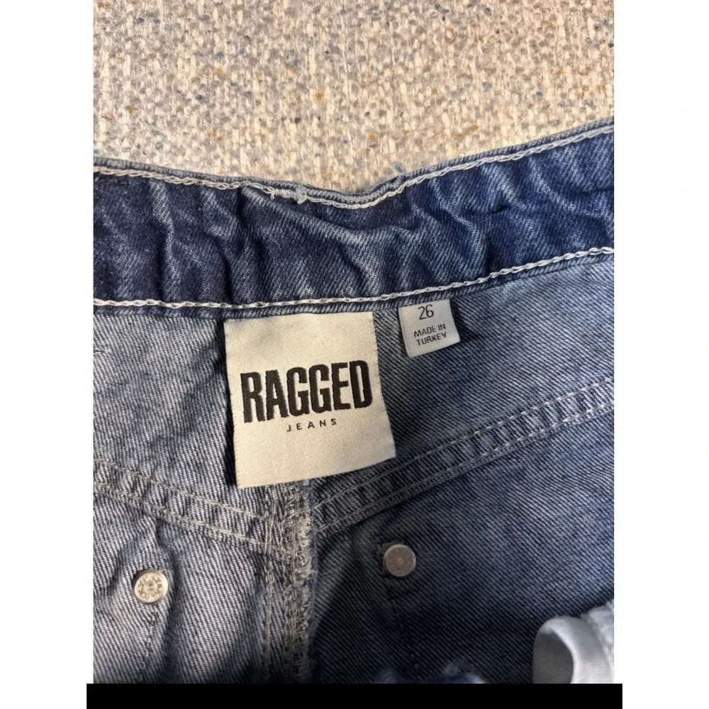 Ragged Jeans Y2K Wide Leg Blue Denim Striped Jeans Womens Size 26 - Picture 3 of 8